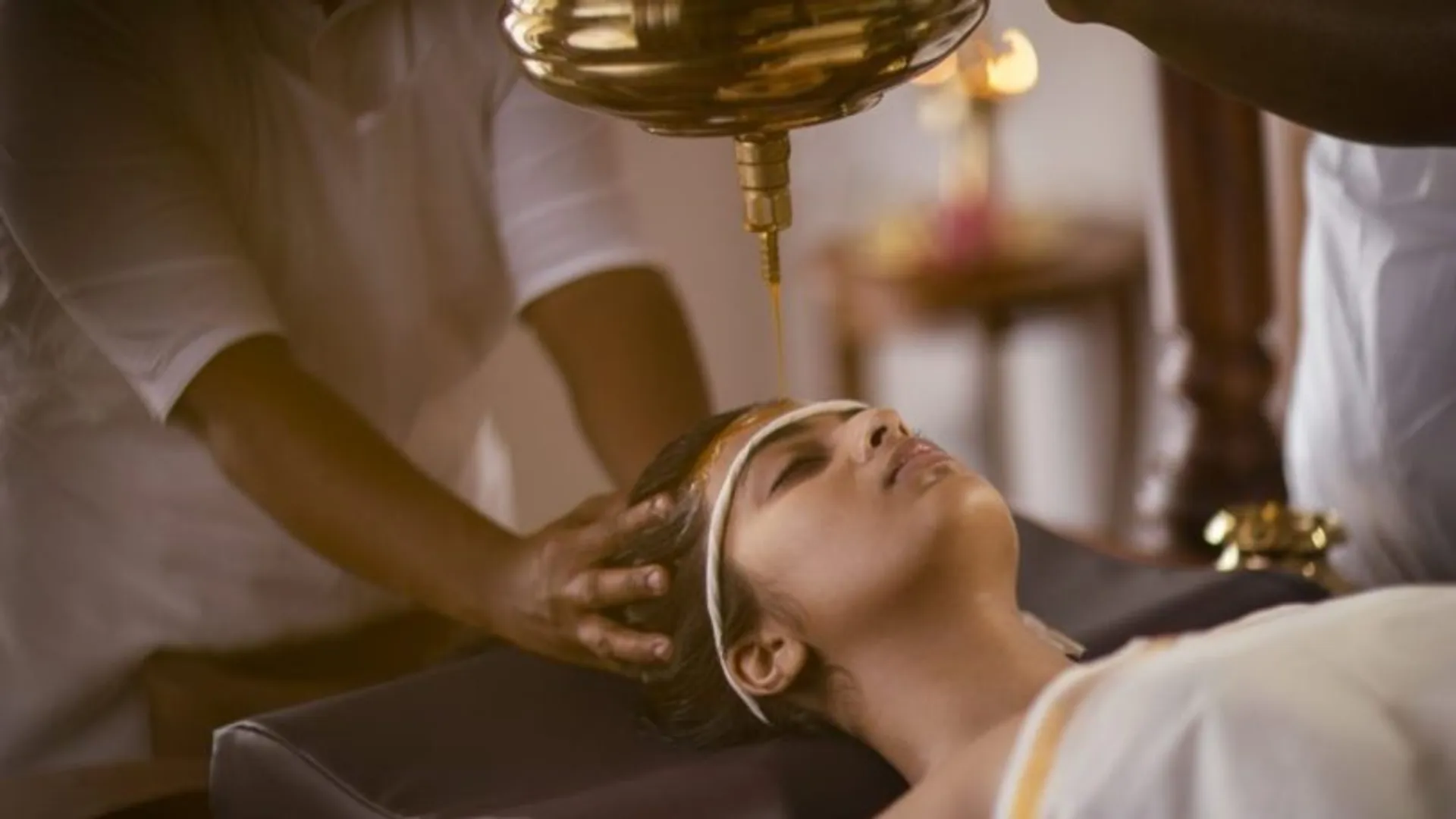 Shirodhara, a traditional Ayurvedic oil treatment